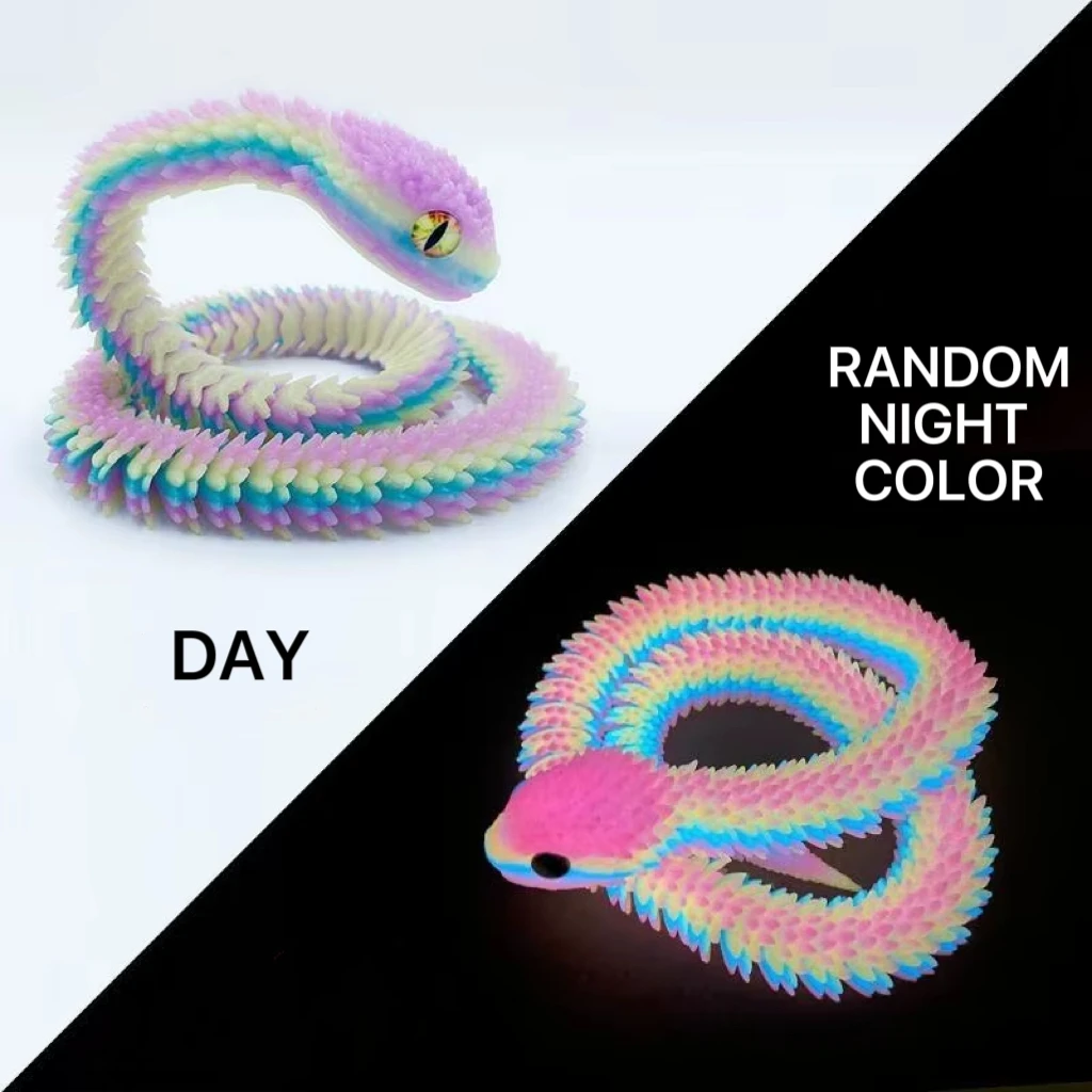 Night Rainbow snake shown by day and at night.